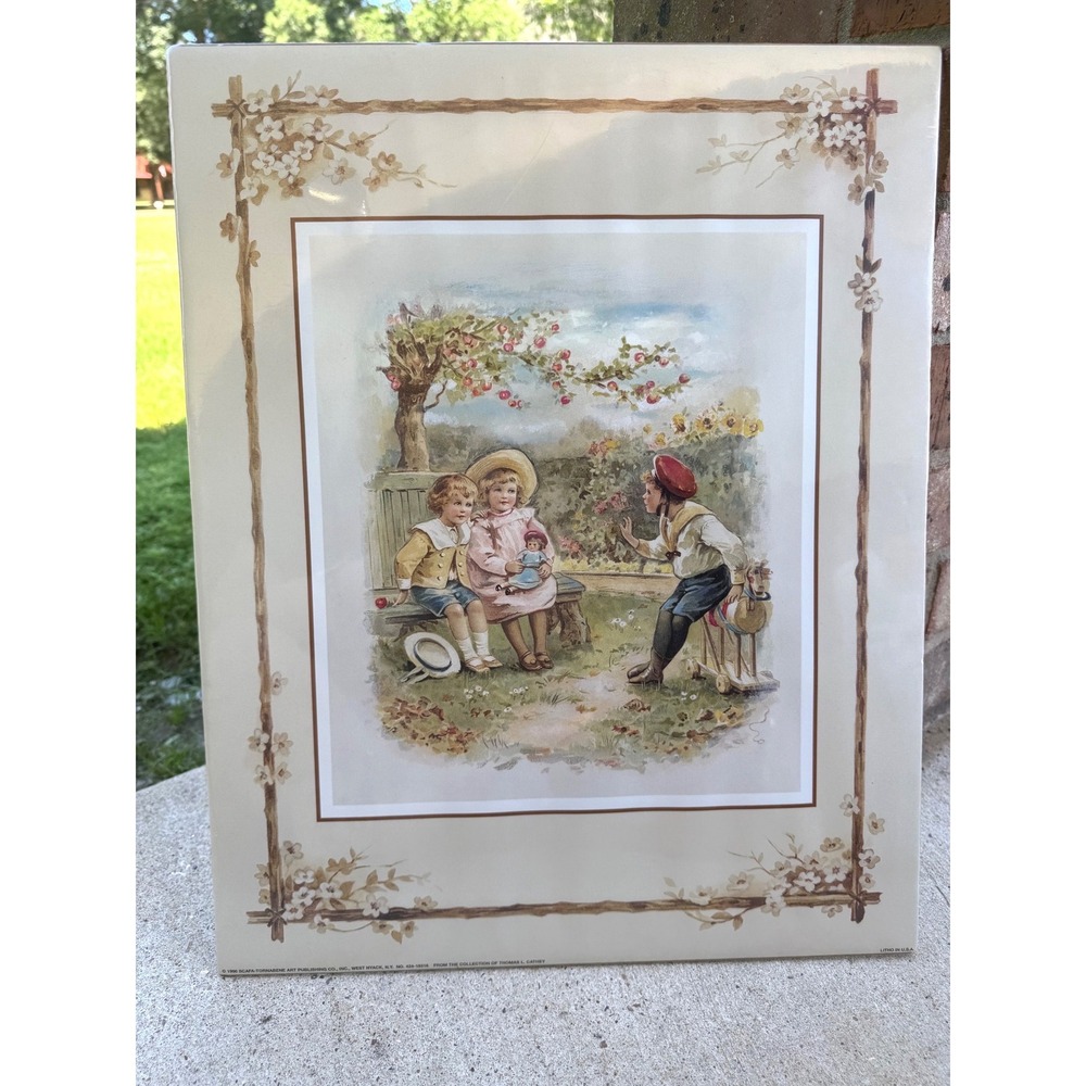 NOS 1996 Thomas Cathey Children
Garden Lithograph Print 16x20 Sealed Cottagecore